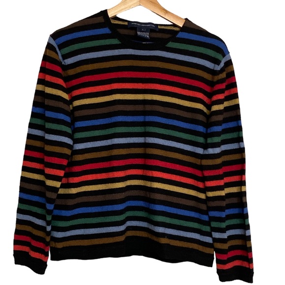 French Connection Sweaters - Vintage French Connection Rainbow Striped Wool Sweater